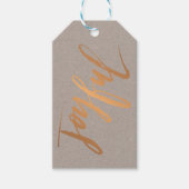 Joyful Red Gold-geborsteld script op grijs kraftpa Cadeaulabel (Voorkant)