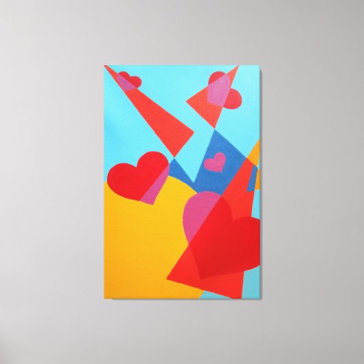 Joyful Red Hearts Abstract Print (Voorkant)