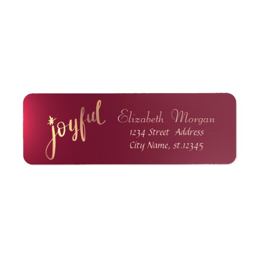 Joyful, Red Holiday, Kerstmis Etiket (Voorkant)