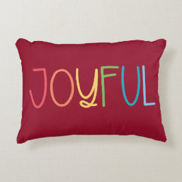 Joyful Red Multi Color Bright Rainbow Kerstmis Accent Kussen