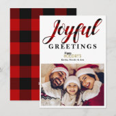 JOYFUL Red Pset Holiday Greetings Kaart (Voorkant / Achterkant)