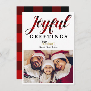JOYFUL Red Pset Holiday Greetings Kaart