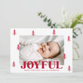 Joyful Red Trees 2 Foto Feestdagenkaart (Staand voorkant)