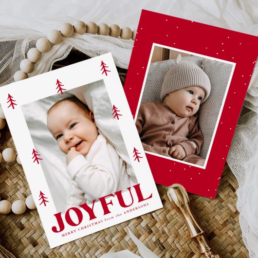 Joyful Red Trees 2 Foto Feestdagenkaart