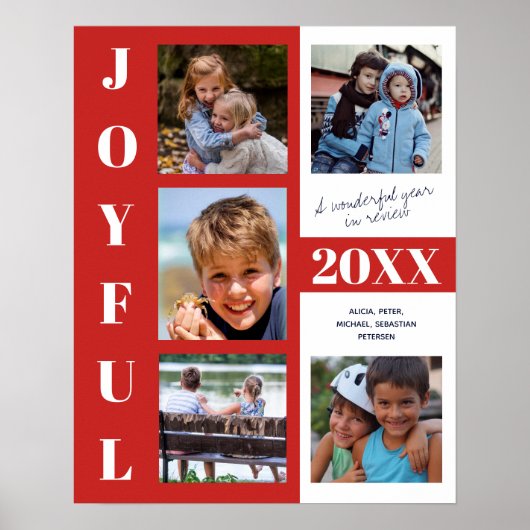 JOYFUL Red Year in Review 5 Foto Collage Family Poster (Voorkant)