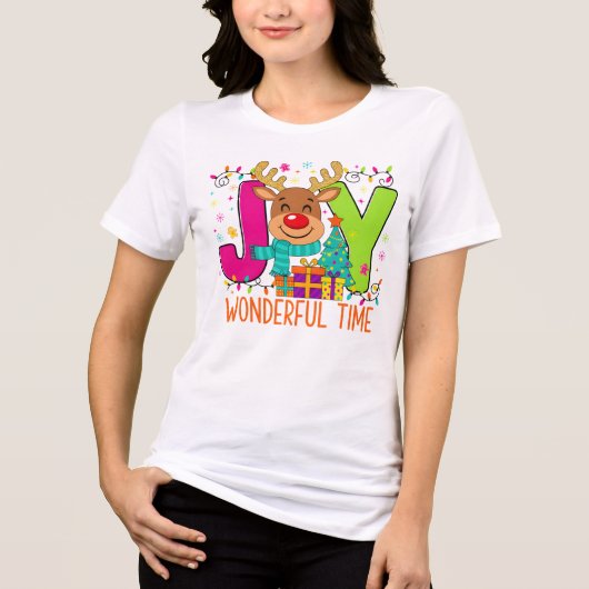 "JOYful Reindeer Christmas Tee" Tri-Blend Shirt (Voorkant)