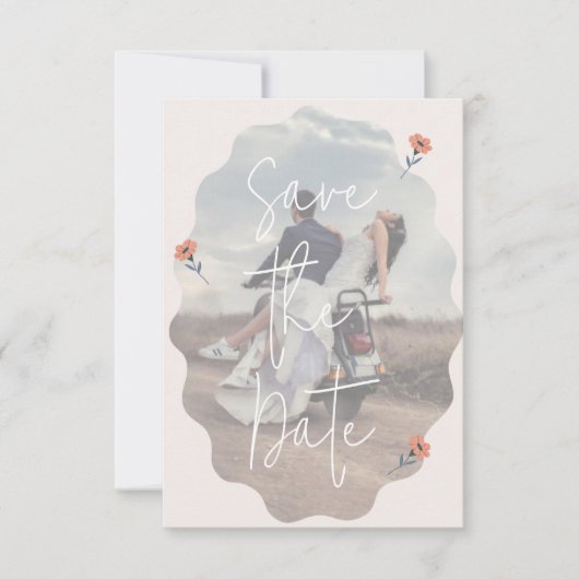 Joyful Retro Roze Huwelijk Sla de datums kaart (Voorkant)