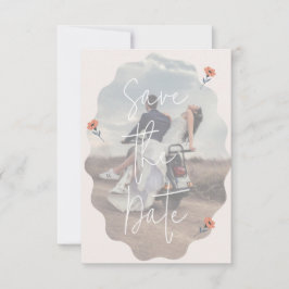 Joyful Retro Roze Huwelijk Sla de datums kaart