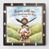 Joyful Reunion: Shepherd's Embrace Vierkante Klok (Voorkant)