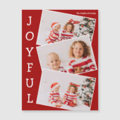 Joyful rood 3 familie foto kerstmagneet Kaart (Voorkant)