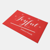 "Joyful" Rood & Wit Gepersonaliseerde naam Happy F Deurmat (Schuin)
