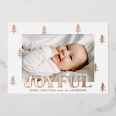 Joyful Roos Gold Trees 2 Foto Folie Feestdagenkaart (Voorkant)