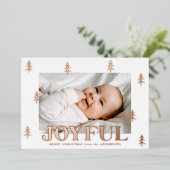 Joyful Roos Gold Trees 2 Foto Folie Feestdagenkaart (Staand Voorkant)