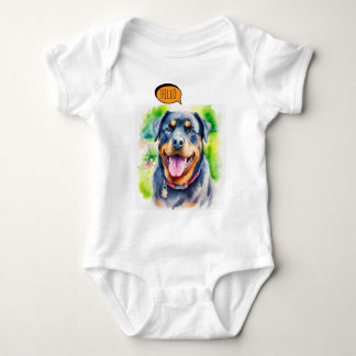 Joyful Rottweiler Pet  in Watercolor Romper