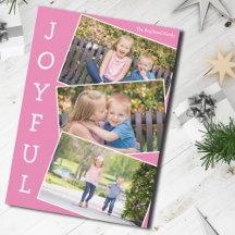 Joyful roze 3 Kinder fotocollage Schattigee kerst