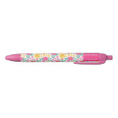 Joyful Roze Sinaasappel Geel Bloemen Gepersonalise Zwarte Inkt Pen (Bodem)