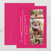 Joyful roze vakantieffotocollage feestdagenkaart (Voorkant / Achterkant)