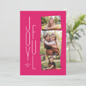 Joyful roze vakantieffotocollage feestdagenkaart (Staand voorkant)