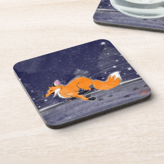 Joyful Running Fox Onderzetter Set (Linkerzijde)