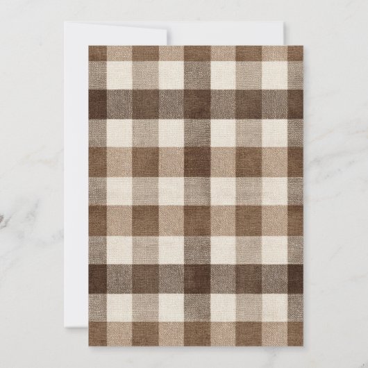 Joyful Rustic Brown Gingham Family Photo Christmas Feestdagenkaart (Achterkant)