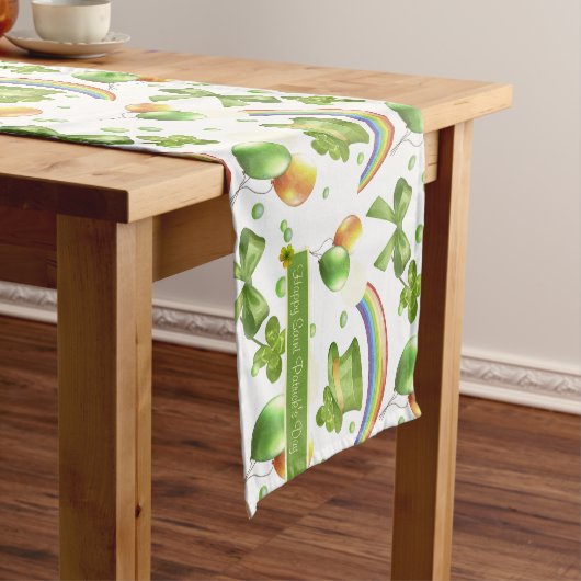 Joyful Saint Patrick's Day Waterverf Pattern Korte Tafelloper (Voorbeeld)