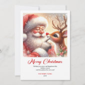Joyful Santa And Rudolph Merry Christmas Greeting Feestdagenkaart (Voorkant)