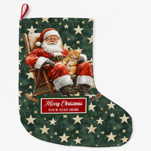 Joyful Santa Claus Christmas Stocking Custom Name Grote Kerstsok (Voorkant)