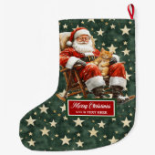 Joyful Santa Claus Christmas Stocking Custom Name Grote Kerstsok (Achterkant)