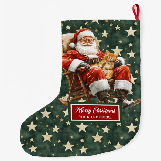 Joyful Santa Claus Christmas Stocking Custom Name Grote Kerstsok (Achterkant)