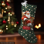 Joyful Santa Claus Christmas Stocking Custom Name Grote Kerstsok