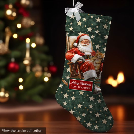 Joyful Santa Claus Christmas Stocking Custom Name Grote Kerstsok