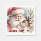 Joyful Santa Claus Rudolph Holiday Party Dinner Servet (Voorkant)