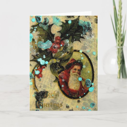 Joyful Santa Collage Feestdagen Kaart (Voorkant)
