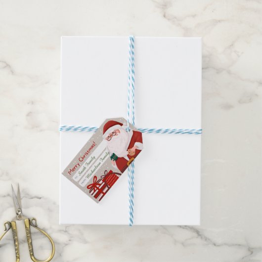 Joyful Santa Kerstkerst Cadeaulabel (Met Touw)