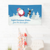 Joyful Santa & Reindeer aangepaste tekstbanner Spandoek (Insitu)