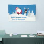 Joyful Santa & Reindeer aangepaste tekstbanner Spandoek (Beurs)