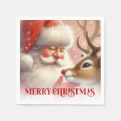 Joyful Santa Rudolph Festive Table Napkins Servet (Voorkant)