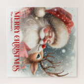 Joyful Santa Rudolph Personalized Christmas Kids Legpuzzel (Horizontaal)