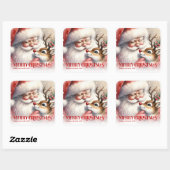 Joyful Santa Rudolph Personalized Christmas Kids   Vierkante Sticker (Vel)