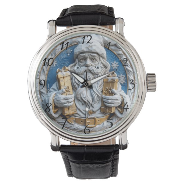 Joyful Santa with Christmas gifts Horloge (Voorkant)