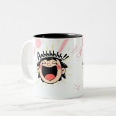 Joyful Scream - Leuke Cartoon Expression Tweekleurige Koffiemok (Voorkant links)