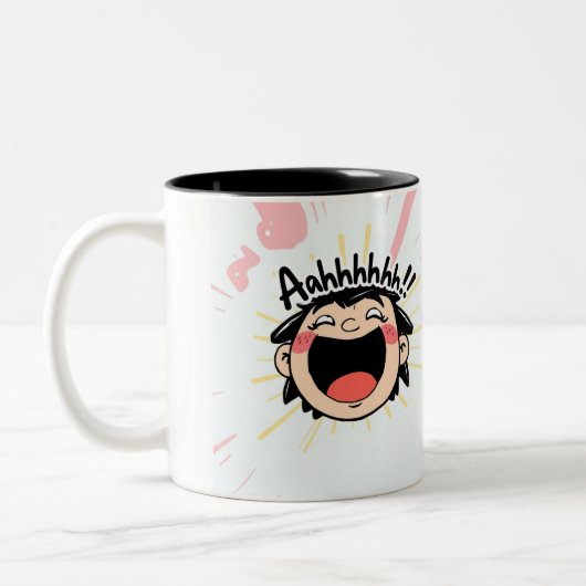 Joyful Scream - Leuke Cartoon Expression Tweekleurige Koffiemok (Links)
