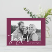 Joyful Script Berry Paarse Foto Feestdagenkaart (Staand voorkant)