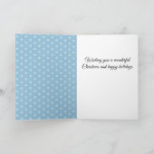 Joyful Script Blue Snowflake Lijst Foto Feestdagen Kaart (Binnen)