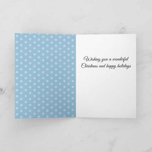 Joyful Script Blue Snowflake Lijst Foto Feestdagen Kaart (Binnen)