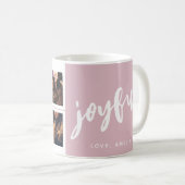 Joyful Script Blush roze 4 Photo Collage Keepslag Koffiemok (Voorkant rechts)