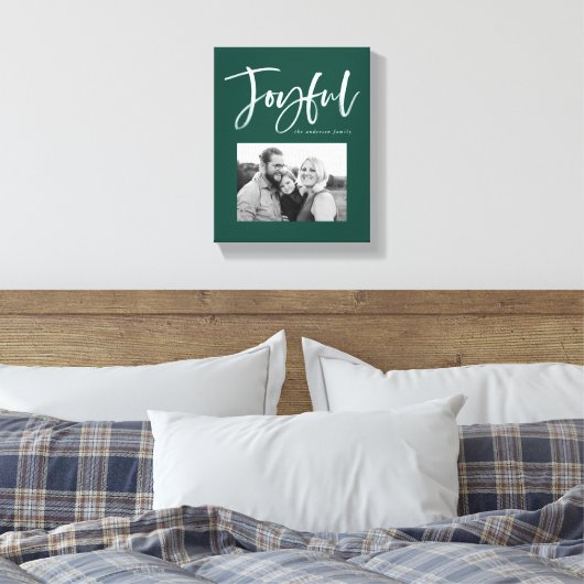 Joyful Script | Groen Canvas Afdruk (Insitu (Slaapkamer))