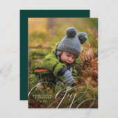 Joyful Script Happy Photo Holiday Card Feestdagenkaart (Voorkant / Achterkant)