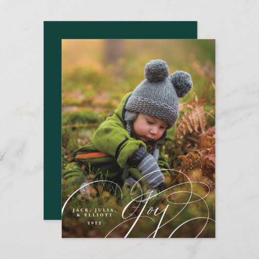 Joyful Script Happy Photo Holiday Card Feestdagenkaart (Voorkant / Achterkant)