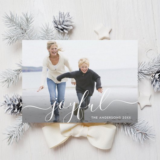 Joyful Script Holiday-fotokaart Feestdagenkaart